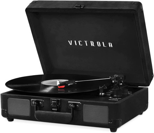 Tocadiscos Vintage Victrola Portatil Bluetooth Color Negro Color Negro gamuza