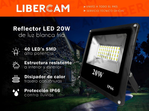 Imagen 3 de 10 de Reflector Led 20w Exterior Alta Potencia Multiled Ip66 Frio