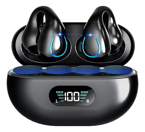 Fone de ouvido open-ear sem fio Erok Inalámbricos Q71 preto com luz LED