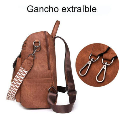 Mochilas Para Mujer Impermeable Antirrobo Pu Suave Bolso Color Marrón