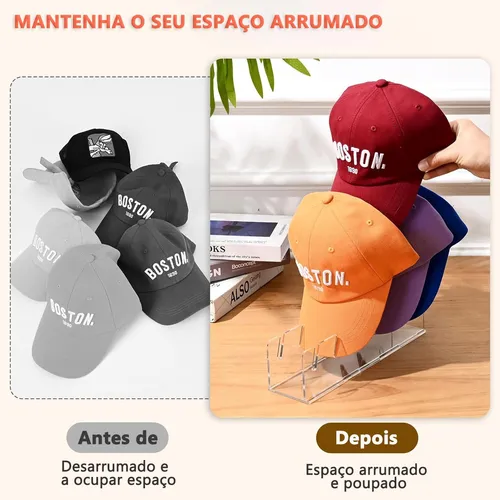 Suporte Organizador De Bonés Chapéu Acrílico Expositor Kit 2