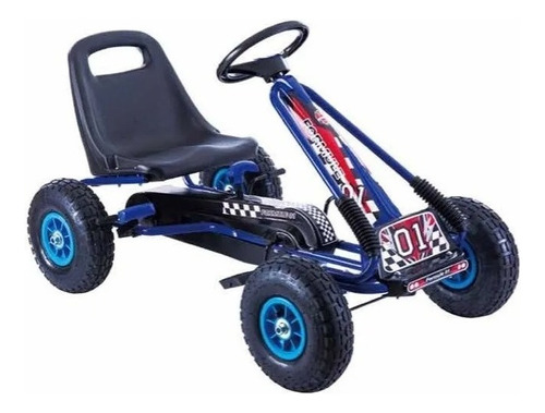 Auto A Pedal Cuatriciclo Buggy Kart Para Niño Ruedas De Goma Color Azul