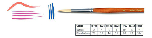 Pincel Cerda Redondo Plantec Serie 8720 N°12 P/óleo