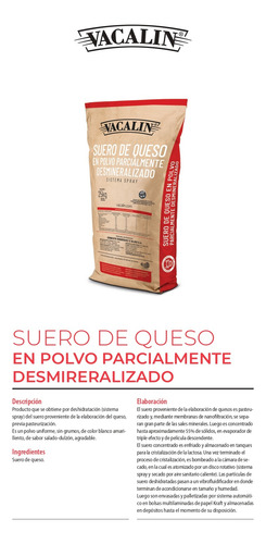 Suero De Queso Vacalin En Polvo Parc Desmireralizado X 25 Kg