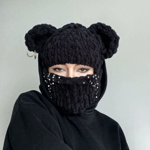 (cf) Balaclava Com Orelhas De Urso, Gorro Com Orelhas De