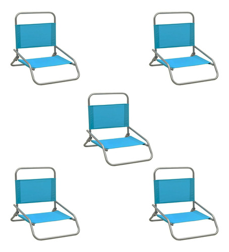 Silla De Playa Plegable Azul 57x48x57cm Bighouse 5 Unidades