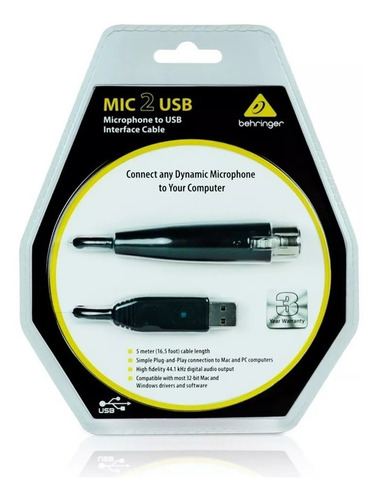 Behringer Mic 2 Usb Cable Adaptador Xlr A Usb Envio Full