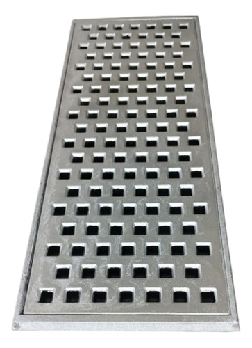 ralo linear 20x100 grelha aluminio + suporte (2 peças 50cm)