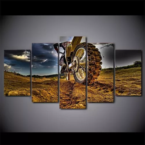 quadros mosaico moto trilha motocross por do sol