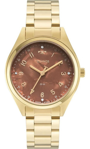 Relógio Feminino Technos Boutique Dourado Imediata Cor do fundo Marrom