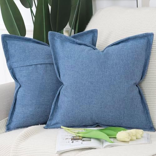 Juego De 2 Fundas De Almohada De Lino Con Borde Ancho, Suave