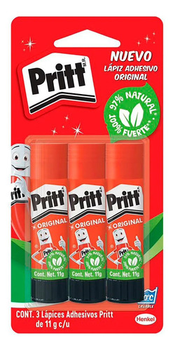 3 Piezas Barras De Pegamento Original 11 Gramos C/u Pritt