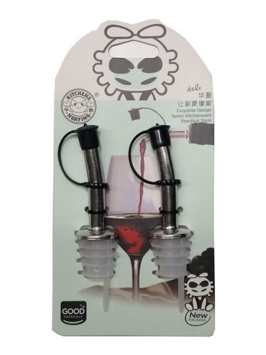 Set De 2 Tapones Vertedores Para Botella De Vino Con Tapa