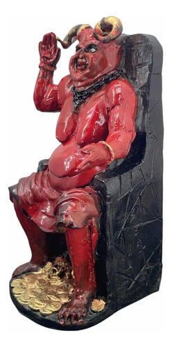 Lucifer Diablo Rojo - Sentado En Trono 26 Cm Resina + Regalo