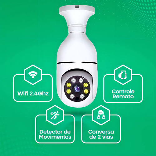 Câmera De Segurança Lâmpada Wifi Com Visão Noturna Interna