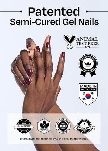 Ohora Juego De 3 Tiras De Uñas De Gel Semicuradas (n Algodón