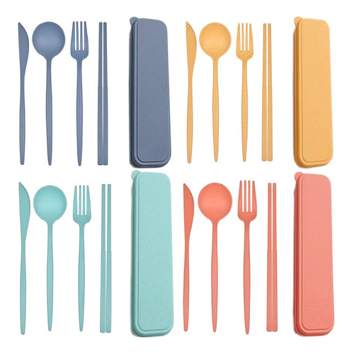 Utensilio Viaje Plastico Jueo 4 Cuchara Tenedor Juego