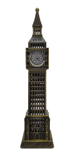 Imagem 1 de 6 de Miniatura Decorativa Torre Big Ben Com Relógio Metal 23,5 Cm