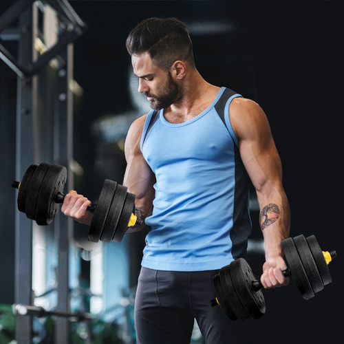 Set Barra Y Mancuernas Ajustable 20 Kg