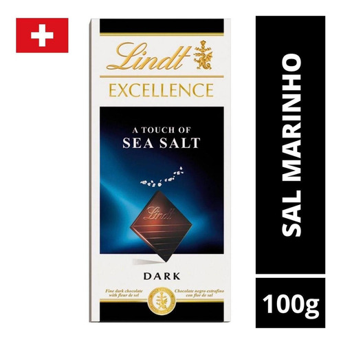 1 Barra, Chocolate, Lindt Excellence, Sal Marinho, 100g