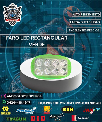 Faro Led Rectangular Verde 