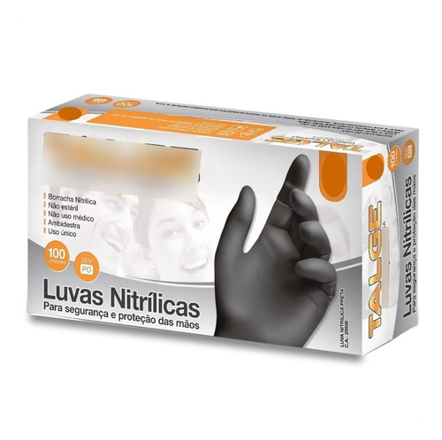 Luvas descartáveis antiderrapantes Talge cor preto tamanho G de nitrilo x 100 unidades