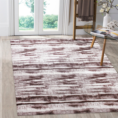 Tapete Sala Quarto Grande 200x350 Blend Não Escorrega Brown Comprimento 350 cm Cor Marrom-escuro Desenho do tecido Geométrica Largura 200 cm