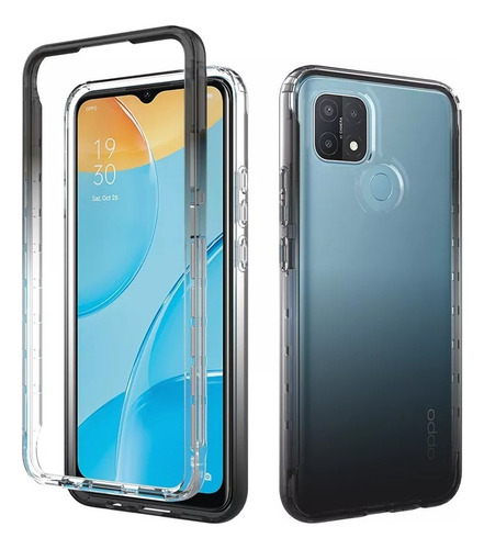 Funda 2 En 1 Uso Rudo For Modelos Oppo Bicolor Transparente
