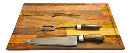 Kit Asador Set De Parrilla Estuche Tabla Cuchillo Tenedor