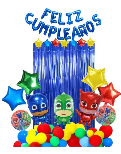 Decoración Globos Feliz Cumpleaños Heroes En Pijama Pj Mask