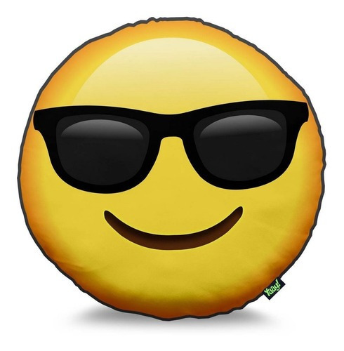 Almofada Geek Redonda Emoji Óculos De Sol Criativa Divertida Cor Amarelo