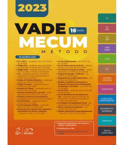 Vade Mecum 2023 - 16ªedição(2023) 1º Semestre - Editora Metodo