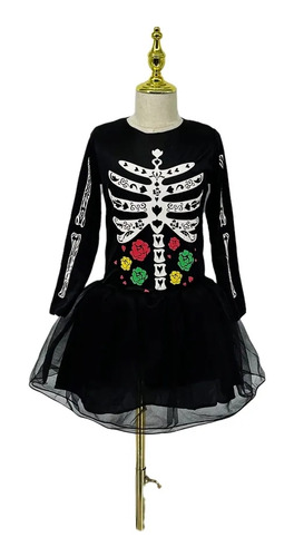 Disfraz Esqueleto Infantil Tutú Antifaz Halloween Ltf Shop 