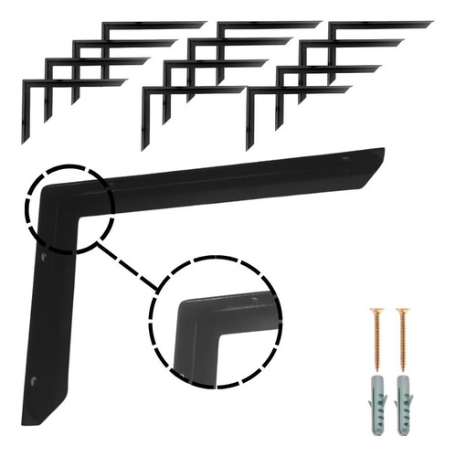 Kit 12 Mão Francesa Master 15cm Reforçado Kit Instalação