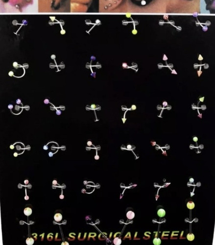 Display Piercing Gr Surtido De Modelos Y Colores 36 Pcs