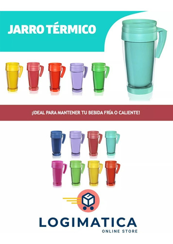 Pack 5 Vaso Jarro Térmicos Plástico 400 Cc Frío Calor
