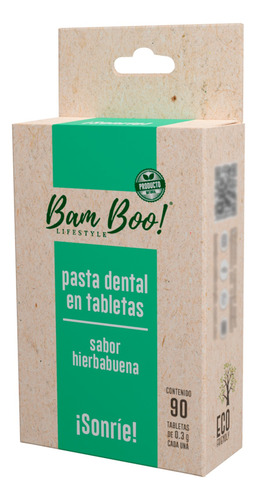 5 Pack Pasta Dental Sólida Hierbabuena 90 Tabletas Bam Boo!