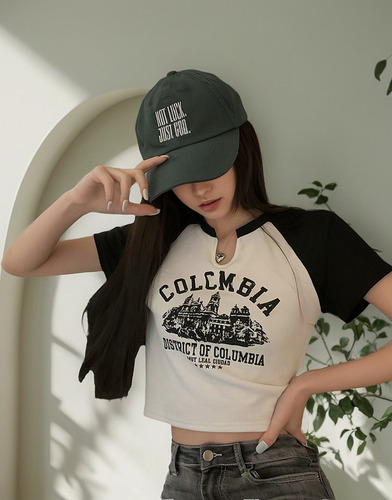 Playera Retro Mujer Cuello V Manga Corta Poliéster