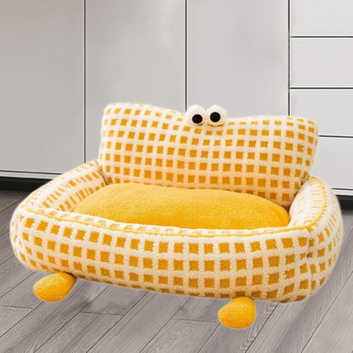 Hu Pet Sofá Sofá Cama Gato Desenho Animado Amarelo Médio