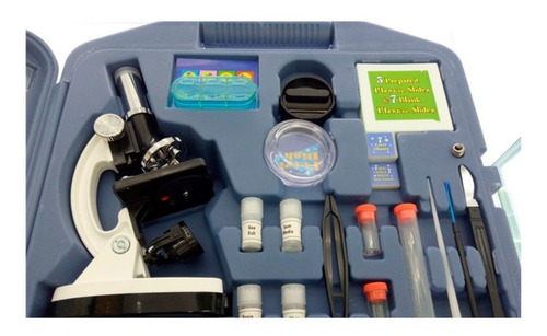 Set Microscopio 1200x + Kit Accesorios 28 Piezas Con Maletín