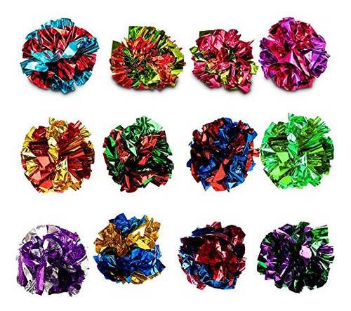 12 Mylar Crinkle Balls For Cats Juguete Suave Y Liviano Para