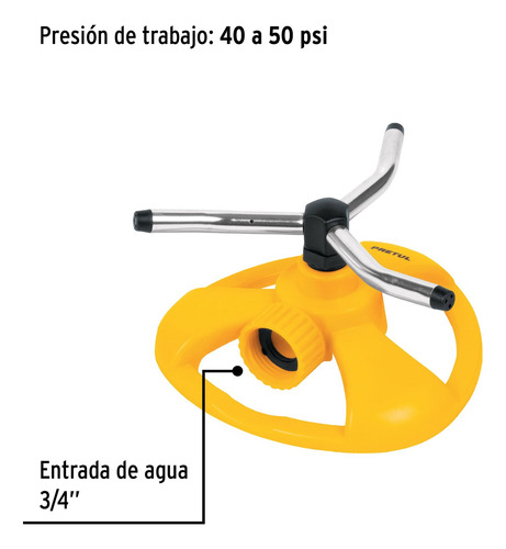 Aspersor Giratorio De 3brazos Con Base Plástica Pretul 20065