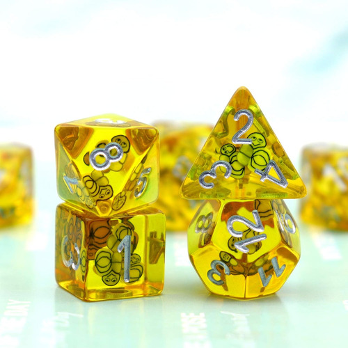 Haxtec Honey Bee Dnd Juego De Dados 7 Piezas De Dados Poliéd
