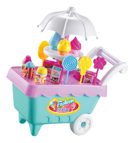 Juego De Tienda De Carrito De Helados De 19 Piezas Con