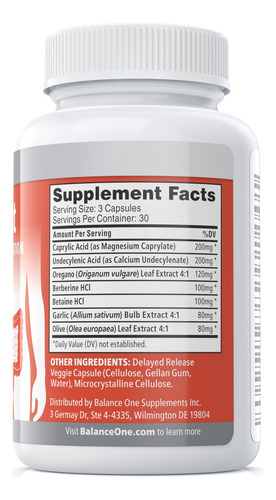 Suplemento Balance One Candida Cleanse Candassist para 1 mes