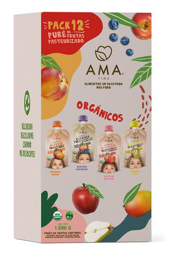 Pack 12 Purés Variedades - Compota De Fruta Orgánica