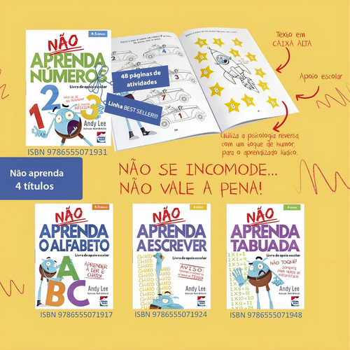 Não Aprenda...Números, de Lake Press. Editorial Happy Books, capa mole em português, 2022
