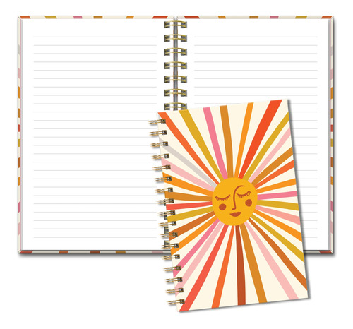 Studio Oh! Cuaderno De Espiral De Tapa Dura Media Retro Suns