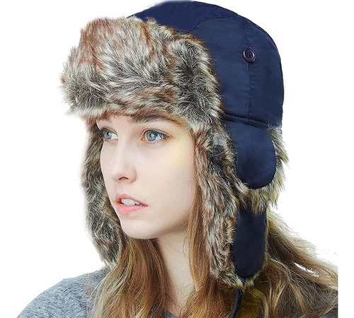 Gorro Ruso Unisex Cálido De Lona Invierno Mod. Aviador