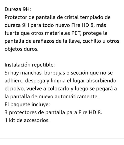 Protector De Pantalla Vidrio Templado Amazon Fire Hd 8 Plus